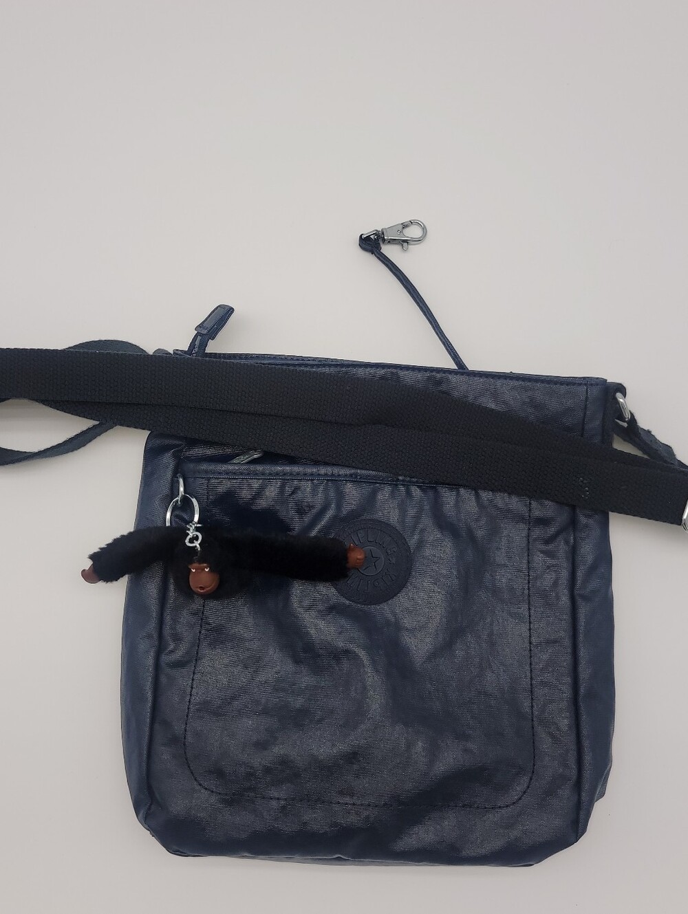 Navy Crossbody Shoulder Bag with Plush Charm